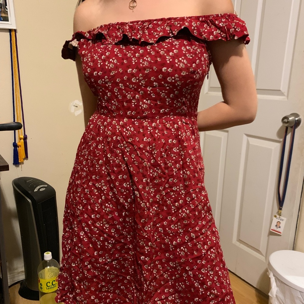 Floral off the shoulder dress brandy Melville